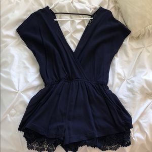 Navy blue lace romper
